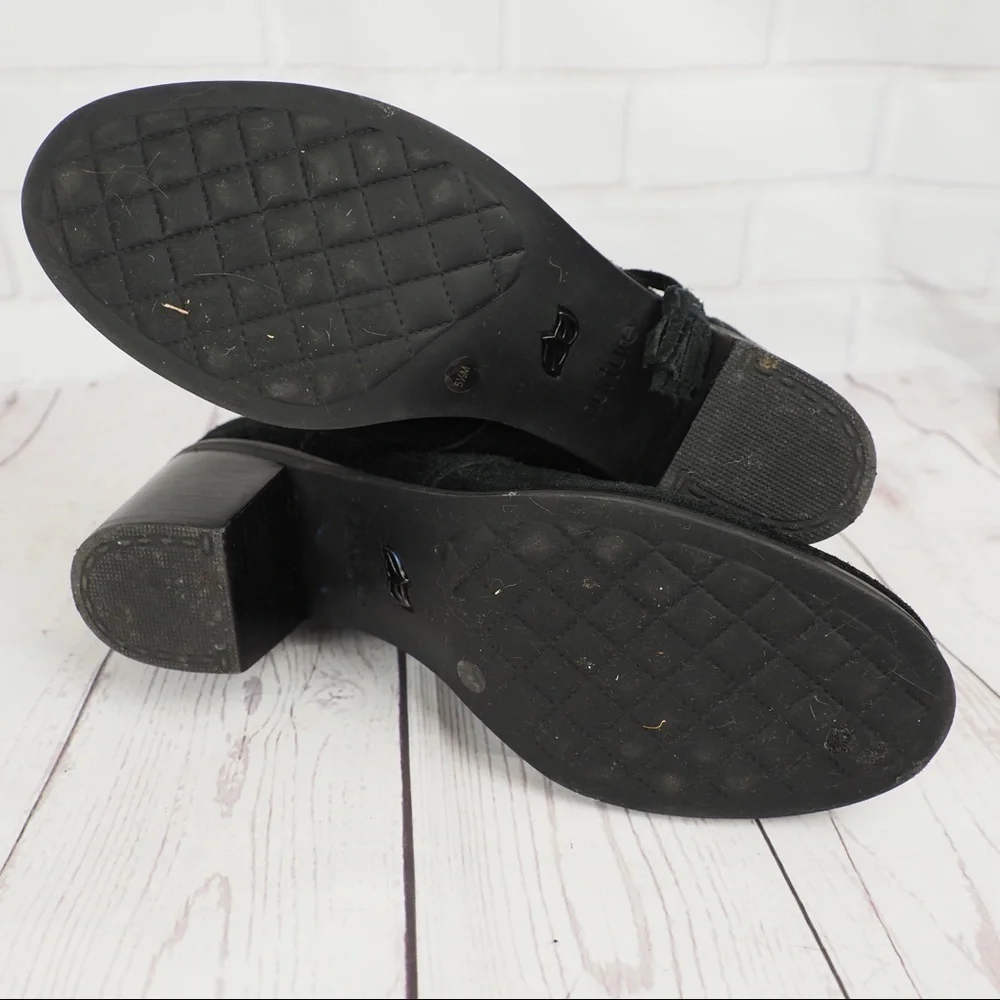 Nurture sz 5.5 black suede lace up heeled booties